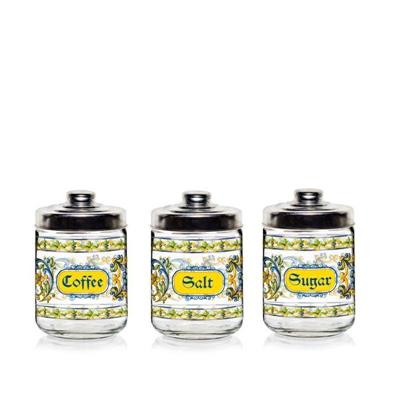 BARATTOLO VETRO 800 CC SET 3 PZ DECORO SICILY