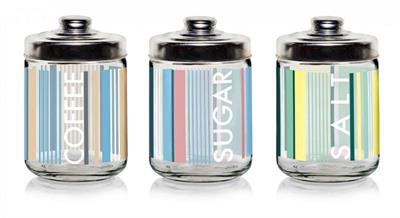 BARATTOLO VETRO 800 ML SET 3 PZ DECORO TEXTILE