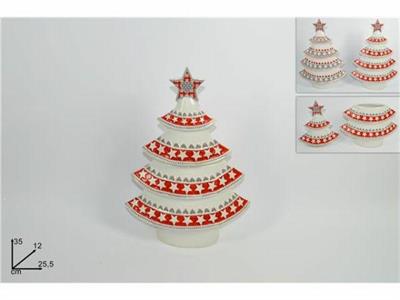 BARATTOLO IN CERAMICA ALBERO DI NATALE 35CM 2COLORI ASS.