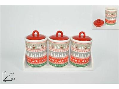 BARATTOLO TRIS IN CERAMICA DECORO NATALIZIO
