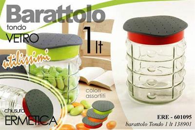 BARATTOLO VETRO 1LT TAPPO COLORI ASS.