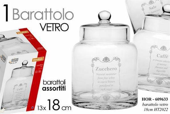 BARATTOLO VETRO CON COPERCHIO 13X18CM