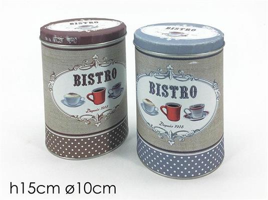BARATTOLO TONDO IN LATTA D. 10 X H15 CM 2 COLORI ASS