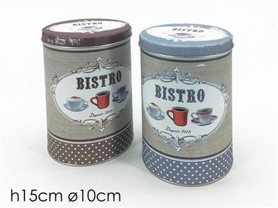 BARATTOLO TONDO IN LATTA D. 10 X H15 CM 2 COLORI ASS