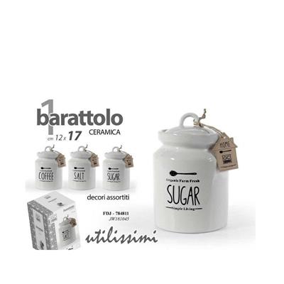 BARATTOLO CERAMICA 12 X 12 X 17 CM DECORI ASS