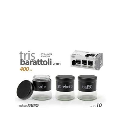 BARATTOLO 10,4 CM 400 ML NERO SET 3 PZ