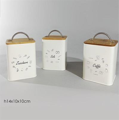 BARATTOLO IN LATTA 10 X H14 CM COLORE BEIGE 3 ASS