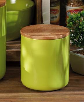 BARATTOLO CERAMICA E BAMBOO D. 10 X H12 CM 4 COLORI ASS