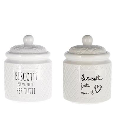 BARATTOLO BISCOTTIERA CERAMICA 15 X H20 CM 2 DECORI ASS