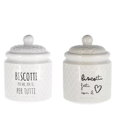 BARATTOLO BISCOTTIERA CERAMICA 15 X H20 CM 2 DECORI ASS
