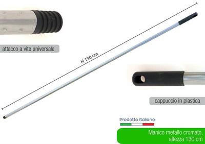 BASTONE METALLO CROMATO ROBUSTO 130CM