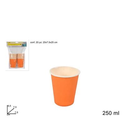 BICCHIERE IN CARTA ARANCIO 250 ML CONF. 20 PZ