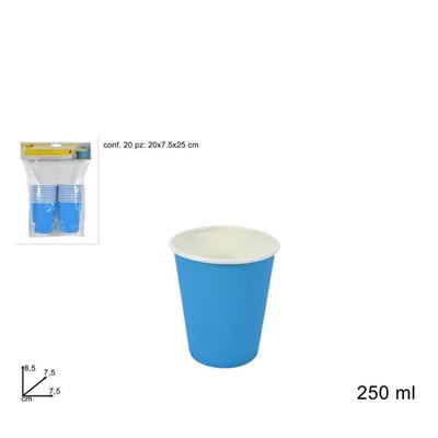 BICCHIERE IN CARTA CELESTE 250 ML CONF. 20 PZ