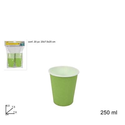 BICCHIERE IN CARTA VERDE LIME 250 ML CONF. 20 PZ