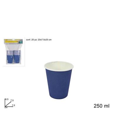 BICCHIERE IN CARTA BLU 250 ML CONF. 20 PZ
