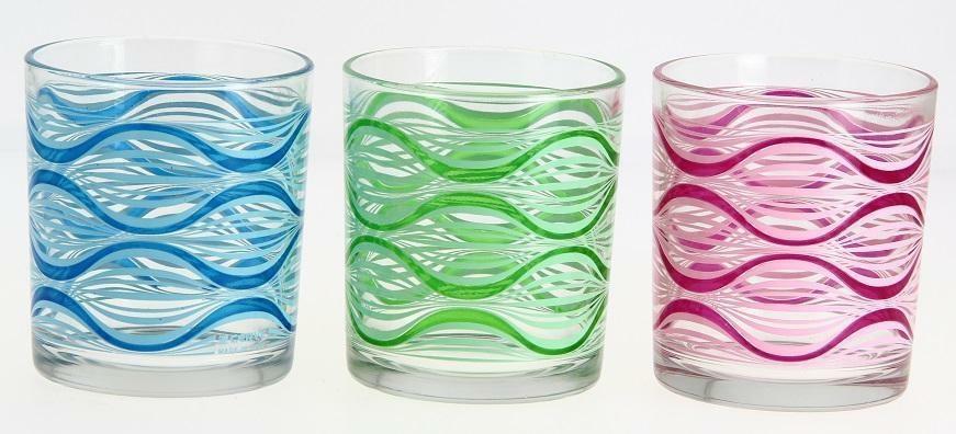 BICCHIERE LINDA ACQUA 220CC CONF.6PZ DECORO RELAX 3COLORI AS