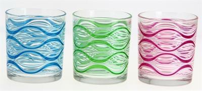 BICCHIERE LINDA ACQUA 220CC CONF.6PZ DECORO RELAX 3COLORI AS