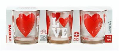 BICCHIERE LINDA ACQUA 220CC DECORO LOVE KITCHEN CONF. 3PZ