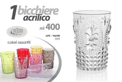 BICCHIERE ACRILICO 400 ML COLORI ASS