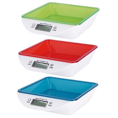 BILANCIA CUCINA DIGITALE 5 KG 22 X 18 X 6 CM 3 COLORI ASS