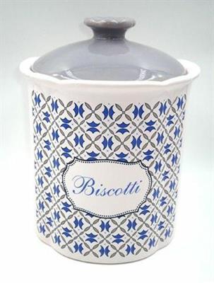 BISCOTTIERA IN CERAMICA DECORO MAIOLICA AZZURRA
