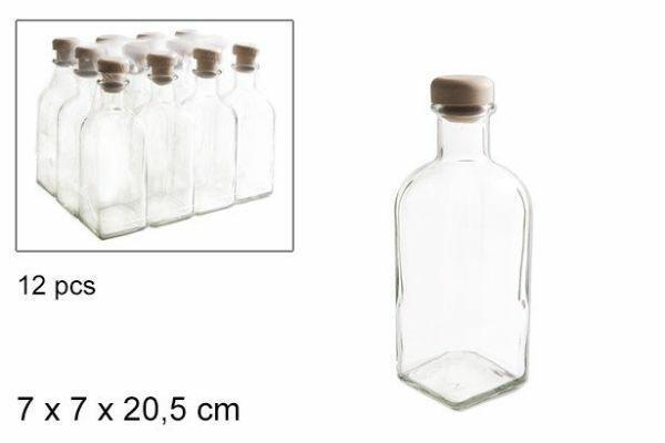 BOTTIGLIA QUADRATA IN VETRO CON TAPPO SILICONE 500ML