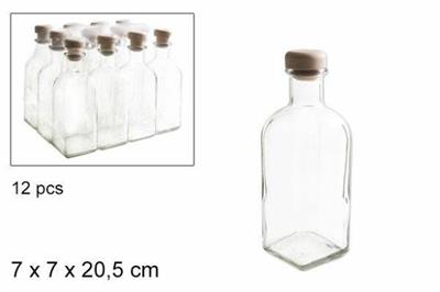 BOTTIGLIA QUADRATA IN VETRO CON TAPPO SILICONE 500ML