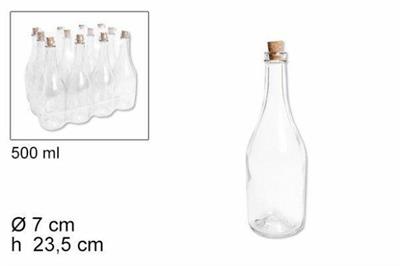 BOTTIGLIA BORGOGNA IN VETRO 7XH23,5CM 500ML