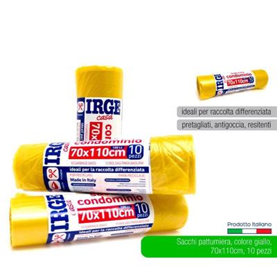 BUSTE PATTUMIERA 70 X 110 CM 10 PZ GIALLO