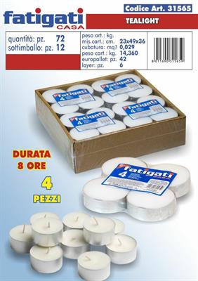 CANDELA TEALIGHT CONF. 4PZ DURATA 8 ORE