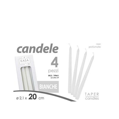 CANDELA BIANCA 6 ORE 20 CM CONF. 4 PZ