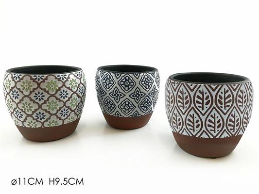 CACHEPOT D. 11 X H9,5 CM 3 DECORI ASS