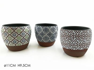 CACHEPOT D. 11 X H9,5 CM 3 DECORI ASS