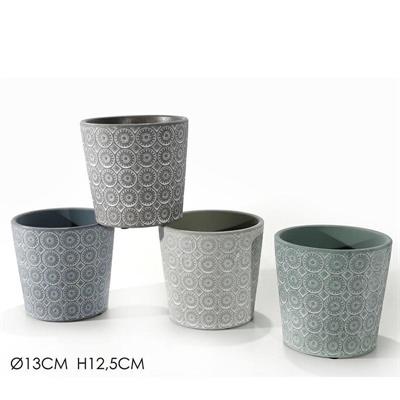 CASPO 13 X H12,5 CM DECORO ROSONE 4 COLORI ASS