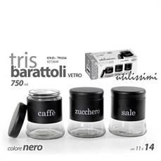 BARATTOLO NERO 11 X 14 CM 750 ML SET 3 PZ TRIS