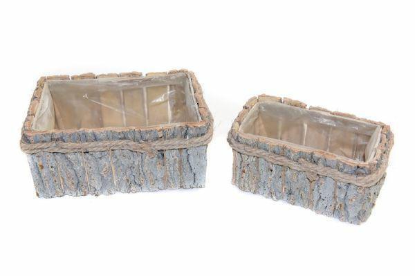 CASPO PORTAPIANTE IN CORTECCIA SET 2PZ (23X17X10CM)(20X11,5X