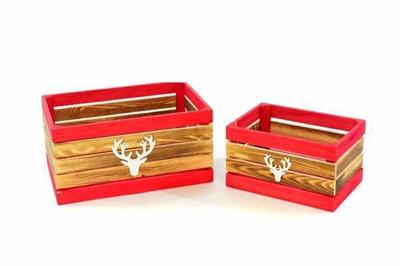 CASSETTA IN LEGNO DEER SET2PZ (36X24X18CM)(26X18X15CM)