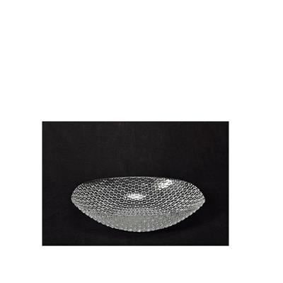 CENTROTAVOLA OVALE DIAMANTE VETRO TRASPARENTE 32 X 22 CM