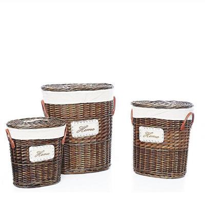 CESTI PORTABIANCHERIA IN VIMINI SET 3 PZ