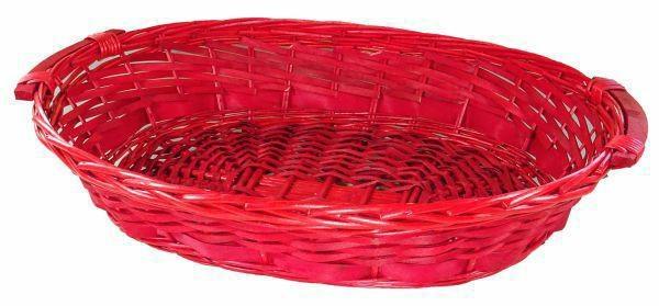 CESTO VIMINI OVALE COLORE ROSSO 58X45X13CM