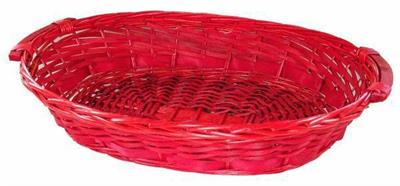 CESTO VIMINI OVALE COLORE ROSSO 58X45X13CM