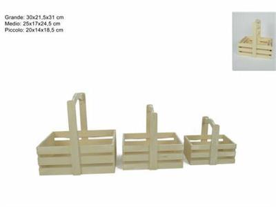 CESTO IN LEGNO NATURALE SET 3PZ