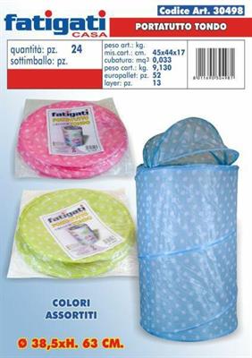 CESTONE PORTATUTTO TONDO D. 38,5XH63CM COLORI ASS.