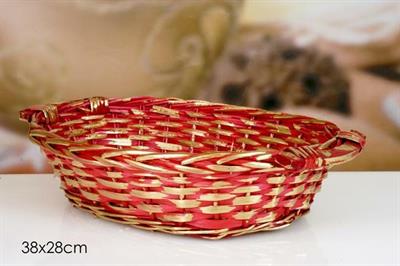CESTO OVALE ROSSO/ORO 38X28CM
