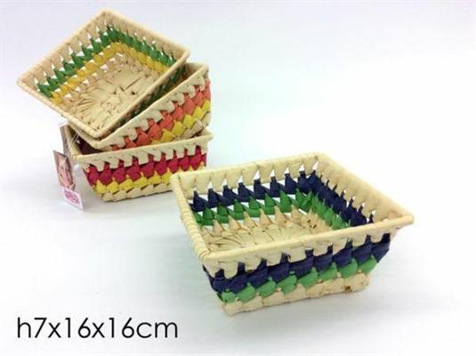 CESTINO QUADRATO 4COLORI ASS. 16X16XH7CM