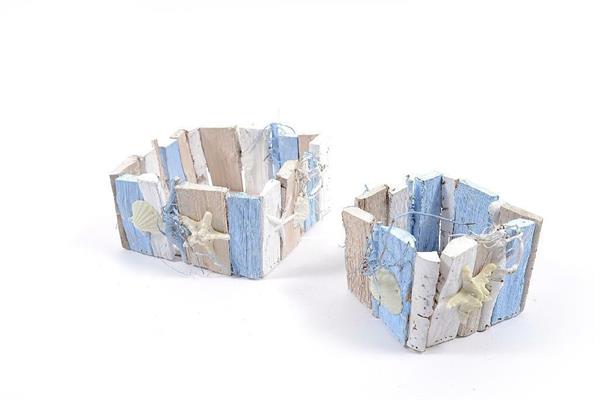 CESTINO VESSEL IN LEGNO E CONCHIGLIE SET 2PZ