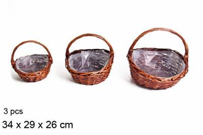 CESTO VIMINI COLORE MOGANO SET 3PZ