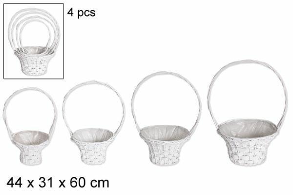CESTO VIMINI COLORE BIANCO SET 4PZ
