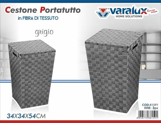 CESTONE PORTATUTTO IN FIBRA DI TESSUTO COLORE GRIGIO