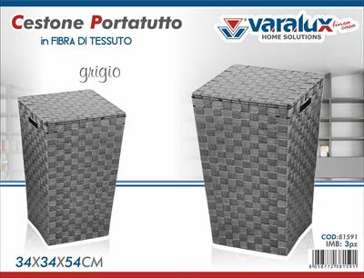 CESTONE PORTATUTTO IN FIBRA DI TESSUTO COLORE GRIGIO